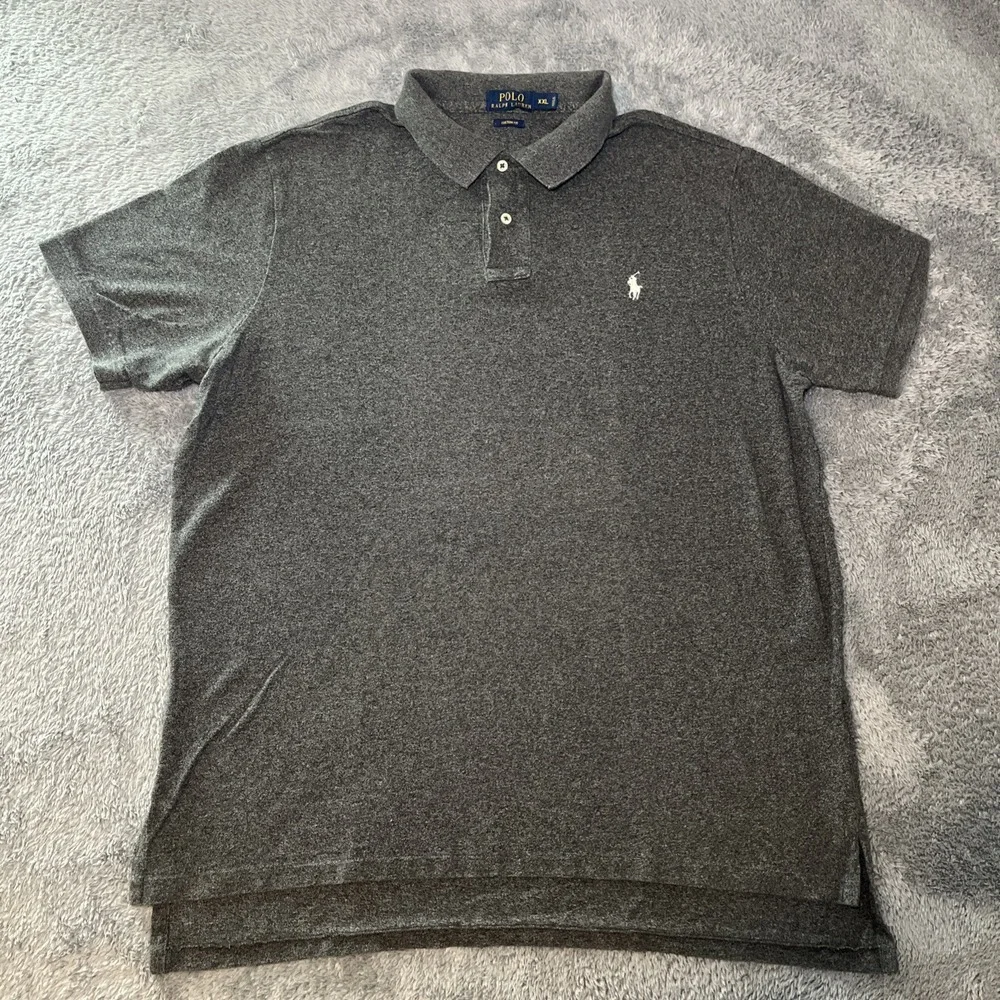 Polo Ralph Lauren Men's 2XL Custom Fit Grey Short Sleeve Shirt White Pony